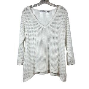 Eight Eight Eight 100% Cotton Oversized Cable Knit Sweater, Bright White, XL